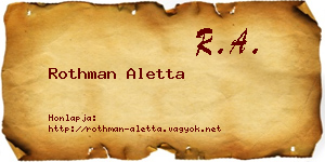 Rothman Aletta névjegykártya